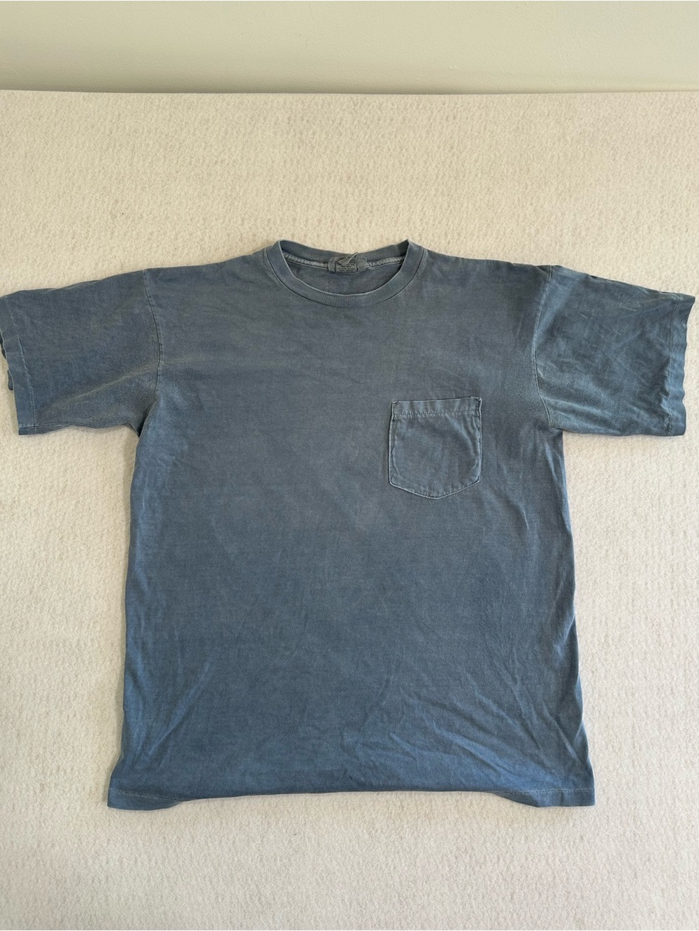 Vintage Banana Republic Men's Washed Slate Blue Pocket Tee